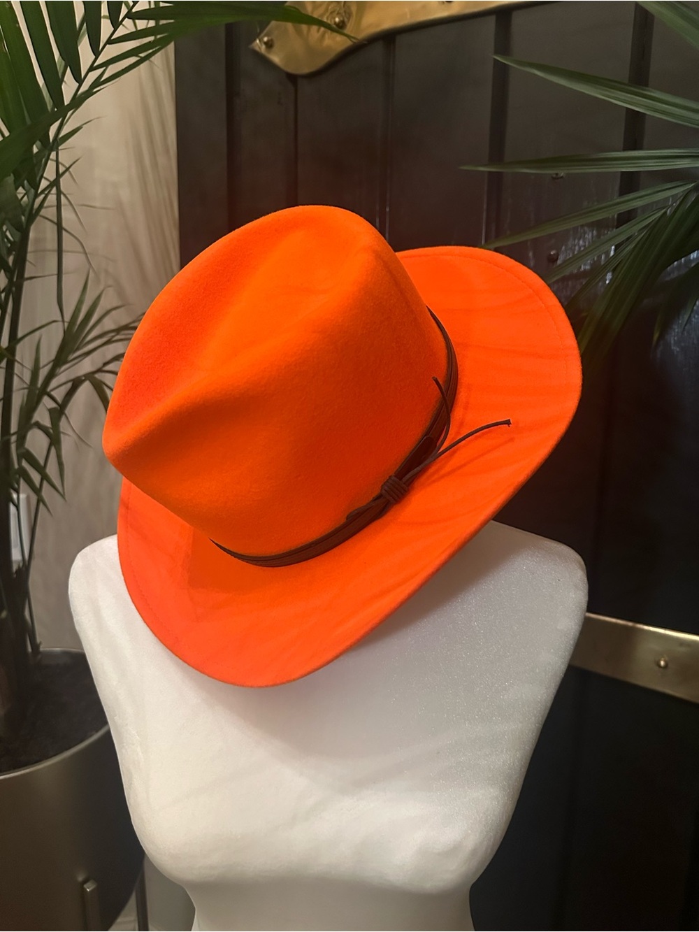 Foggy Mountain Maine Blaze Orange Western Cowboy Hunting Flapper Hat 100% Wool M - Picture 4 of 9